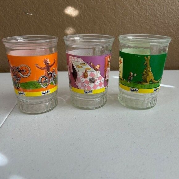 Welch's Curious George 2 3 6 Collectible Jar Jelly Glass Set of 3 Monkey - Picture 4 of 10
